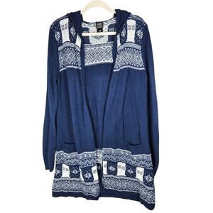 Doctor Who Cardigan Medium Tardis Fair Isle Hooded Blue Her Universe Sweater
